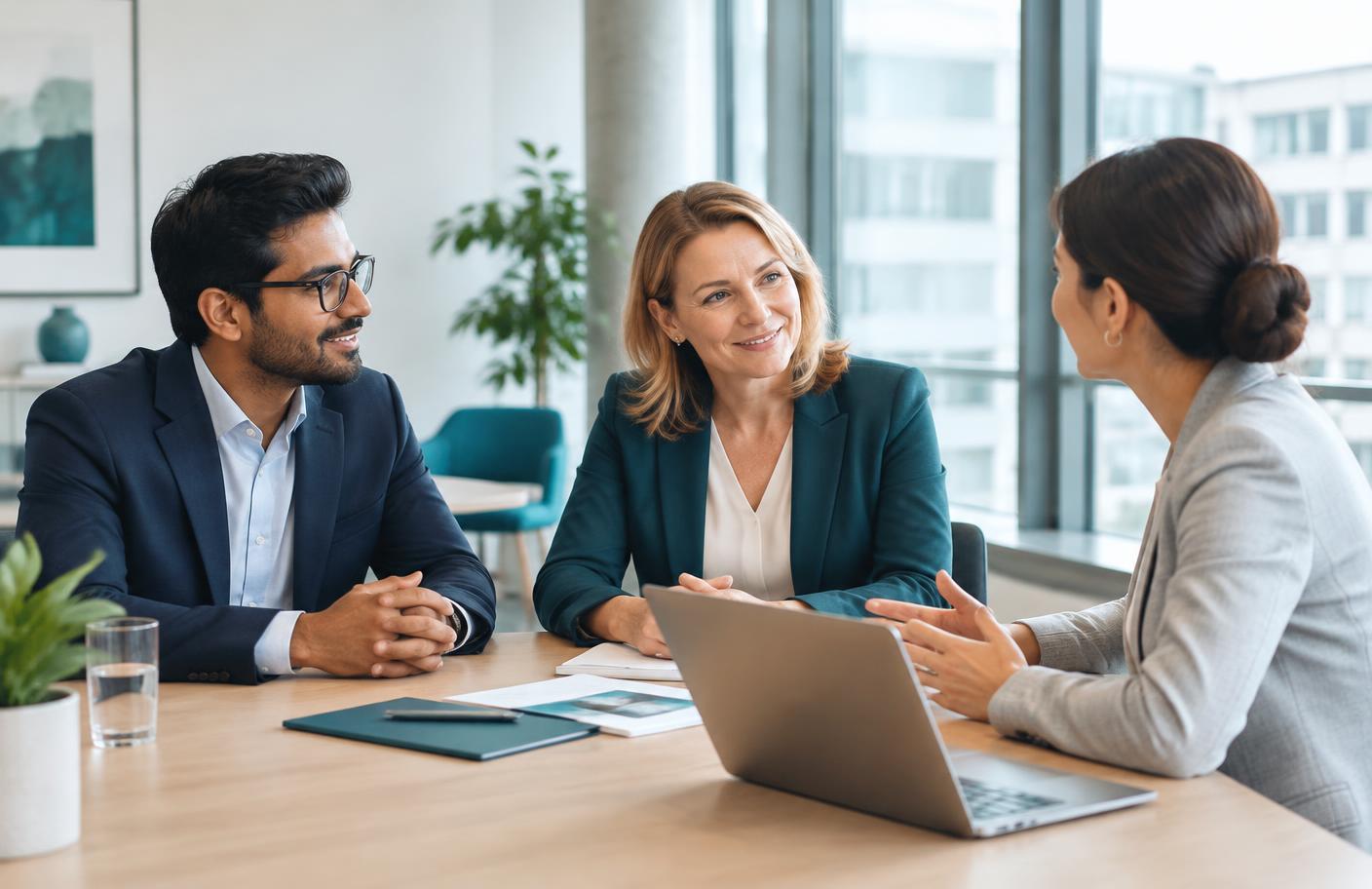 International team in a trusted conversation with a relocation advisor